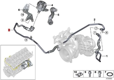 أنبوب سائل تبريد توربو 11538666857 11537644028 لـ BMW B58 F20 F22 F30 F33 F33 G12 G32 M140i 440i 640i 740li in Saudi Arabia