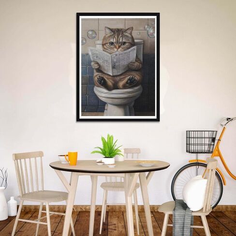 Wergund Diamond Art Painting Cat ، مجموعات فن الماس للبالغين للحيوان ، الحفر الكاملة للتطريز الكريستاني المتقاطع كروس الفنون الحرف القماش هدية 12x16inch/30x40 سم -23 in Kuwait