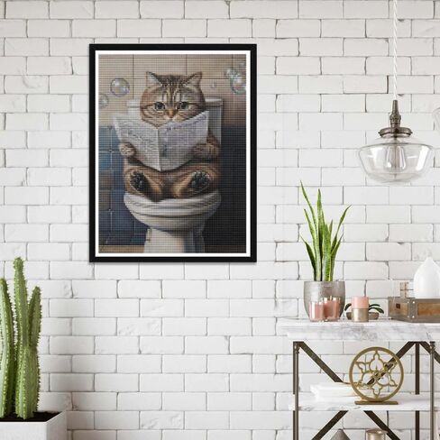 Wergund Diamond Art Painting Cat ، مجموعات فن الماس للبالغين للحيوان ، الحفر الكاملة للتطريز الكريستاني المتقاطع كروس الفنون الحرف القماش هدية 12x16inch/30x40 سم -23 in Kuwait