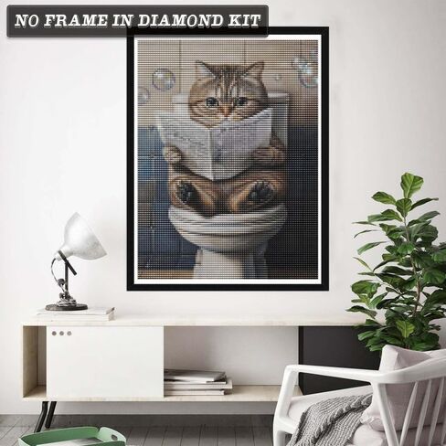 Wergund Diamond Art Painting Cat ، مجموعات فن الماس للبالغين للحيوان ، الحفر الكاملة للتطريز الكريستاني المتقاطع كروس الفنون الحرف القماش هدية 12x16inch/30x40 سم -23 in Kuwait