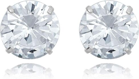 AVORA 10K Gold Round Simulated Diamond CZ Stud Earrings in Yellow or White Gold in Saudi Arabia