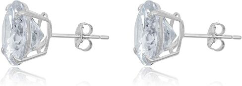 AVORA 10K Gold Round Simulated Diamond CZ Stud Earrings in Yellow or White Gold in Saudi Arabia
