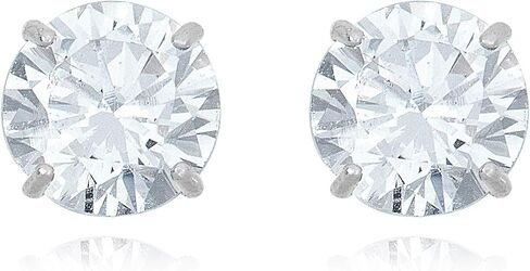 AVORA 10K Gold Round Simulated Diamond CZ Stud Earrings in Yellow or White Gold in Saudi Arabia