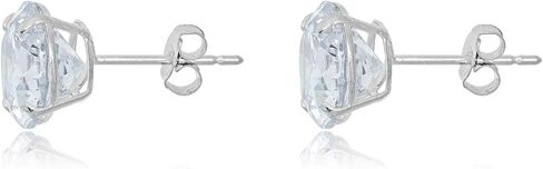 AVORA 10K Gold Round Simulated Diamond CZ Stud Earrings in Yellow or White Gold in Saudi Arabia