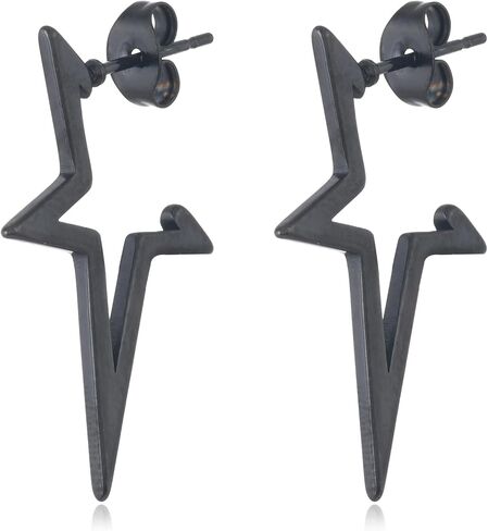 Y2K Spike Star Grunge Earrings Goth Stainless Steel Black Silver Gold Hollow Star Punk Small Dangling Stud Earrings Christmas Jewelry Gifts for Women in Kuwait