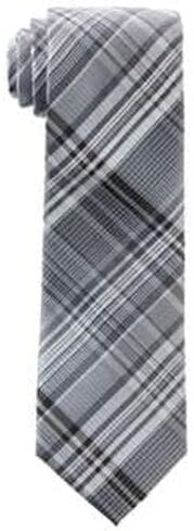 Calvin Klein Men's Slim Plaid Tie Charcoal Grey Necktie in Saudi Arabia