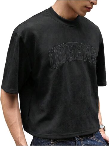 Gorglitter Men Men Fraged Tirt Crop Top Graphic Short Sleeve Eversize Gym Boxy Boxy Tees Tees Tees Tees in Saudi Arabia