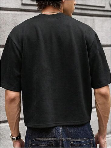 Gorglitter Men Men Fraged Tirt Crop Top Graphic Short Sleeve Eversize Gym Boxy Boxy Tees Tees Tees Tees in Saudi Arabia