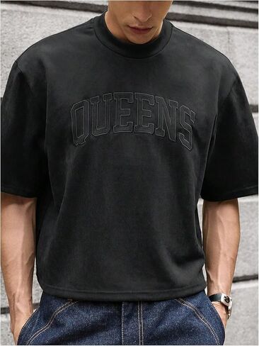 Gorglitter Men Men Fraged Tirt Crop Top Graphic Short Sleeve Eversize Gym Boxy Boxy Tees Tees Tees Tees in Saudi Arabia