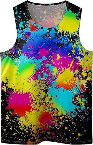 Cowboy Dinosaur Mens Beach Tank Tops Novelty Graphic Quick Dry Sleeveless Shirt for Beach Workout S-4XL in Kuwait