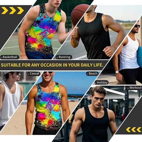 Cowboy Dinosaur Mens Beach Tank Tops Novelty Graphic Quick Dry Sleeveless Shirt for Beach Workout S-4XL in Kuwait