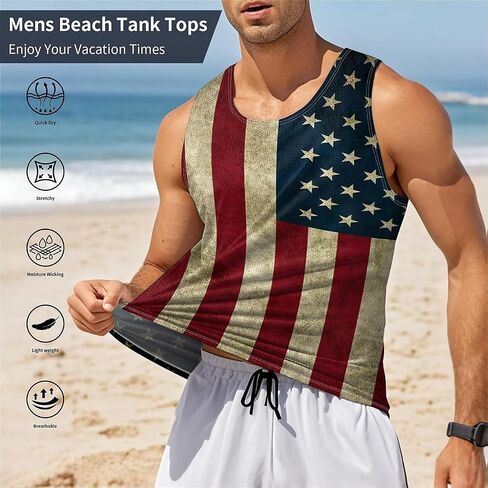 Cowboy Dinosaur Mens Beach Tank Tops Novelty Graphic Quick Dry Sleeveless Shirt for Beach Workout S-4XL in Kuwait