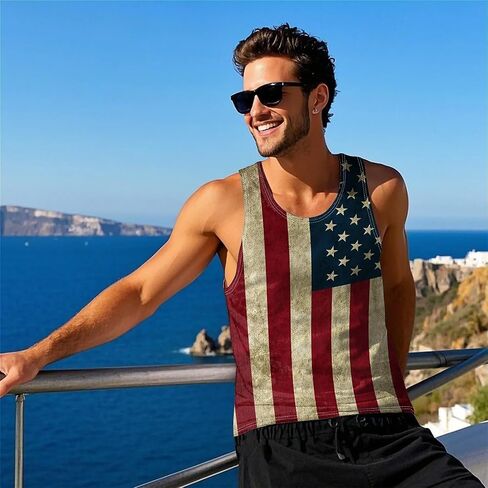 Cowboy Dinosaur Mens Beach Tank Tops Novelty Graphic Quick Dry Sleeveless Shirt for Beach Workout S-4XL in Kuwait