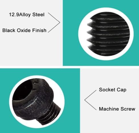 RUIAN 100Pcs M3 x 20mm Socket Head Cap Screws Alloy 12.9 Steel Fully Threaded Knurled,Black in Kuwait