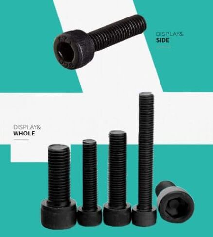 RUIAN 100Pcs M3 x 20mm Socket Head Cap Screws Alloy 12.9 Steel Fully Threaded Knurled,Black in Kuwait