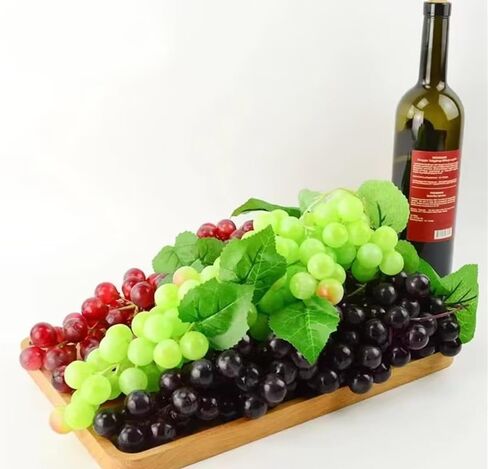 1 Bunches Green Artificial Grapes Plastic Hanging Grapes Decorative Fake Faux Fruit Centerpieces Props Simulated Fruit Ornaments for Home Kitchen in Saudi Arabia