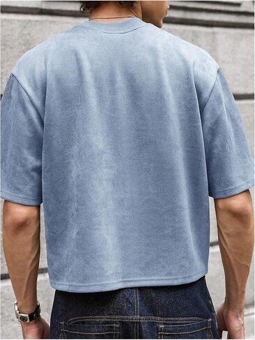 Gorglitter Men Men Fraged Tirt Crop Top Graphic Short Sleeve Eversize Gym Boxy Boxy Tees Tees Tees Tees in Kuwait