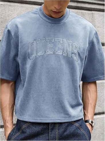 Gorglitter Men Men Fraged Tirt Crop Top Graphic Short Sleeve Eversize Gym Boxy Boxy Tees Tees Tees Tees in Kuwait