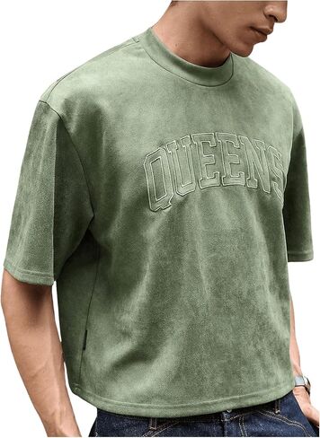 Gorglitter Men Men Fraged Tirt Crop Top Graphic Short Sleeve Eversize Gym Boxy Boxy Tees Tees Tees Tees in Kuwait