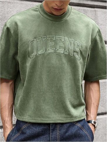 Gorglitter Men Men Fraged Tirt Crop Top Graphic Short Sleeve Eversize Gym Boxy Boxy Tees Tees Tees Tees in Kuwait
