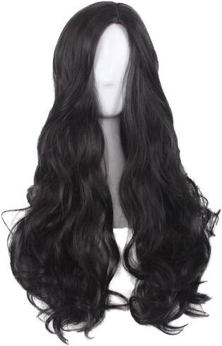 WeeH Costume Women Wigs Long Hair Cosplay Wig Spiral Curly Wavy Wigs for Wedding Party, Black Wig in Kuwait