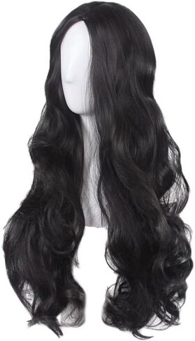WeeH Costume Women Wigs Long Hair Cosplay Wig Spiral Curly Wavy Wigs for Wedding Party, Black Wig in Kuwait