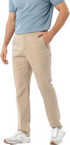 Men's Casual Pants Lightweight Drawstring Stretch Khaki Pants with Pockets Sweatpants Straight Cargo Jogging Pant in Kuwait