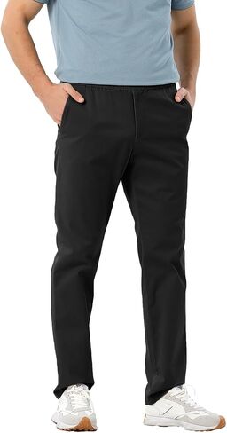 Men's Casual Pants Lightweight Drawstring Stretch Khaki Pants with Pockets Sweatpants Straight Cargo Jogging Pant in Kuwait