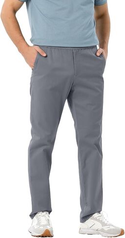 Men's Casual Pants Lightweight Drawstring Stretch Khaki Pants with Pockets Sweatpants Straight Cargo Jogging Pant in Kuwait