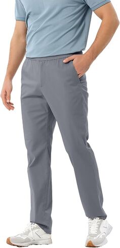 Men's Casual Pants Lightweight Drawstring Stretch Khaki Pants with Pockets Sweatpants Straight Cargo Jogging Pant in Kuwait