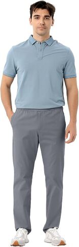 Men's Casual Pants Lightweight Drawstring Stretch Khaki Pants with Pockets Sweatpants Straight Cargo Jogging Pant in Kuwait