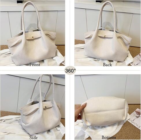 Makukke Faux Suede Tote Bag for Women, Hobo Handbag Women Vintage Shoulder Bag Purse for Work Office Travel in Kuwait