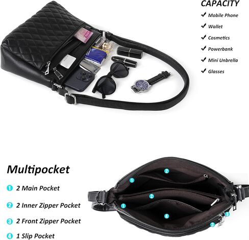 Crossbody Purses for Women PU Leather Crossbody Bags Soft Quilted Shoulder with Adjustable Shoulder Strap in Saudi Arabia