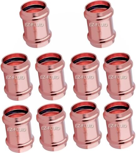 (10 قطع) EZ-FLUID Plumbing شديدة التحمل 1/2 بوصة اضغط x اضغط LF وصلة ضغط نحاسية مع تركيب نحاسي لضغط التوقف، وصلة تركيب نحاسية من ProPress NSF، معتمدة من cUPC، سكني، تجاري in Saudi Arabia
