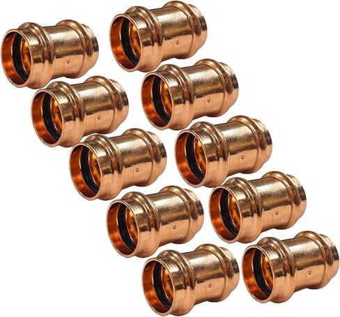 (10 قطع) EZ-FLUID Plumbing شديدة التحمل 1/2 بوصة اضغط x اضغط LF وصلة ضغط نحاسية مع تركيب نحاسي لضغط التوقف، وصلة تركيب نحاسية من ProPress NSF، معتمدة من cUPC، سكني، تجاري in Saudi Arabia