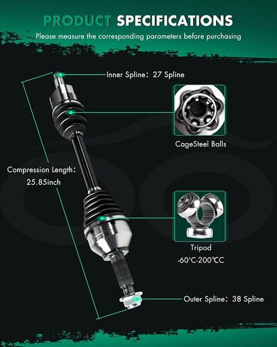 SCITOO Front Left Drive Side CV Axle Shaft Assembly fit for Ford Flex 3.5L,for Ford Taurus 3.5L X,for Lincoln MKS MKT 3.7L,for Mercury Sable 3.5L NCV11556 in Saudi Arabia