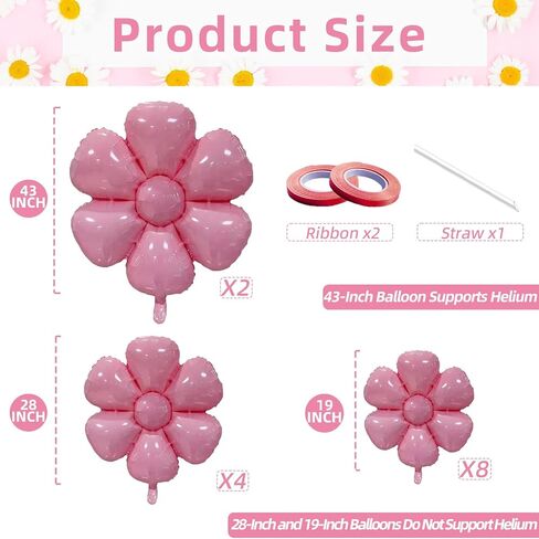 14 Pieces Large Daisy Flower Balloons Set - 3 Sizes White Flower Shaped Aluminum Foil Balloon for Daisy Birthday Decorations, Baby Shower, Wedding, Groovy Boho Daisy Party Supplies in Kuwait