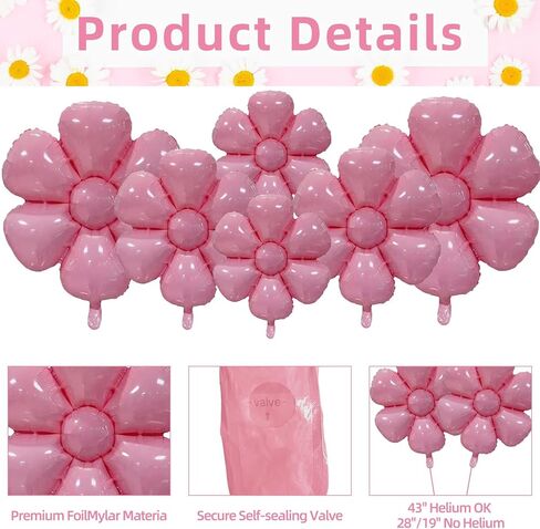 14 Pieces Large Daisy Flower Balloons Set - 3 Sizes White Flower Shaped Aluminum Foil Balloon for Daisy Birthday Decorations, Baby Shower, Wedding, Groovy Boho Daisy Party Supplies in Kuwait