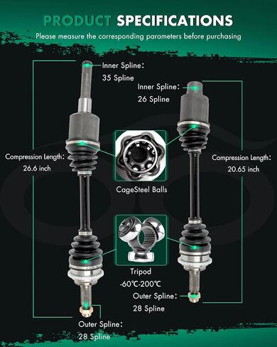 SCITOO CV Axle Shaft Assembly Front Left Right for Ford Fusion 2.5L,for Mercury Milan 2.5L 2010-2012 66-2272 60-2251 2PCS in Saudi Arabia