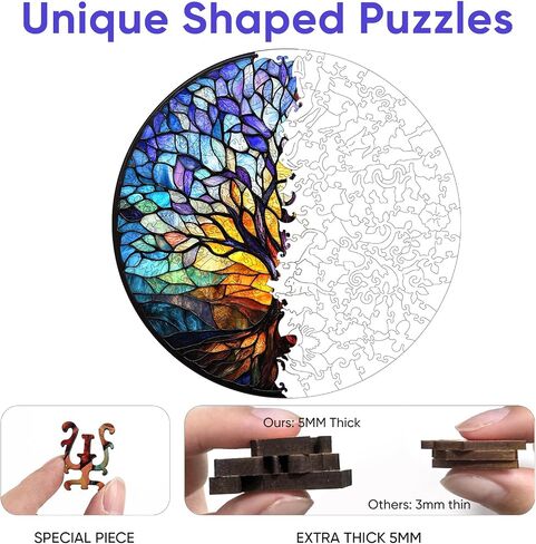 Wooden Puzzles for Adult,200 Pieces Tree of Life Wood Puzzles,Unique Shape Liberty Jigsaw Puzzles for Adults and Kids,Extra Thick 5MM,Family Game, Birthday Gifts,11.2x11.2 Inches in Saudi Arabia