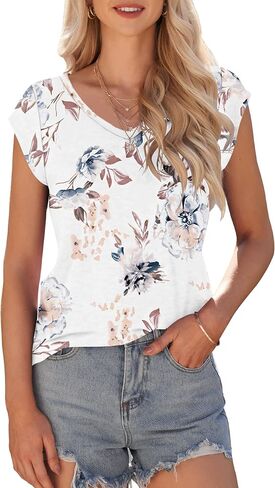 AUSELILY Womens Cap Sleeve T-Shirt Casual Loose Fit Tank Tops in Saudi Arabia