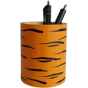 Handpainted Wood Pen Holder for kid Desk Accessories Desk Organizer Solid Wooden Pencil Holder for Office Pen stand Paintbrush Holder Cup Cute Make Up Brush Organizers (Black bear)