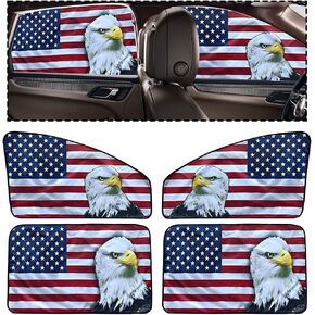 AUCELI 4PCS Car Side Window Sun Shades, Car Sun Heat Shading and UV Protection, Magnetic Vehicles Rear Side Window Sunshade Curtain, Universal Auto Interior Accessories for Baby and Kids (Eagle)