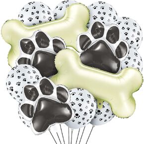 46 Pieces Dog Themed Balloons Decoration Set with Dog Paw Print and Bone Shaped Foil Balloons Props for Pets Birthday Party Supplie