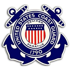 Vintage US Coast Guard 1790 Crossed Anchors Shaped Sticker (USCG Logo Vinyl Decal Semper Paratus Made in The USA (3 inch)