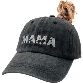 Women's Ponytail Embroidered Baseball Cap Dinomama Dinosaur Mama Mom Vintage Distressed Dad Hat