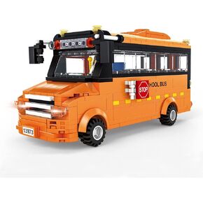 مجموعة مكعبات بناء حافلة المدرسة، مكعبات بناء مركز المدينة، مجموعة بناء المركبات، لعبة STEM، سيارة مدرسية صفراء، هدية عيد ميلاد للأطفال (367 قطعة) in Kuwait