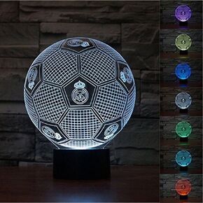 SUPERNIUDB 3D Real Madrid 3D Football LED USB Night Light 7 Color Change LED Table Lamp Xmas Toy Gift