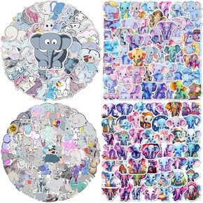 200Pcs Elephant Stickers Cartoon Cute Animal Vinyl Waterproof Stickers Aesthetic Kawaii Elephant Decals for Kids, Adults Laptop Waterbottle Phone Skateboard Guitar Luggage Helmet Décor
