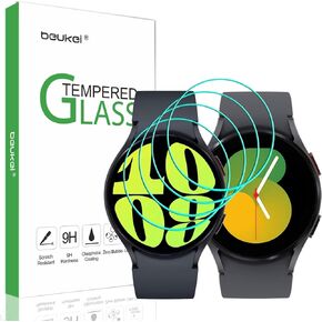 beukei (4 Pack) for Samsung Galaxy Watch 6 (44mm) / Galaxy Watch 5 (44mm) / Galaxy Watch 4 (44mm) Screen Protector Tempered Glass, Touch Sensitive, 9H Hardness